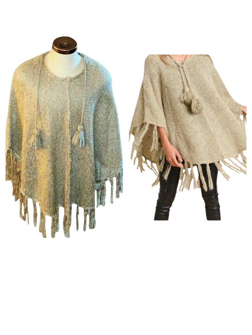 Doe & Rae Fringe Poncho Sweater